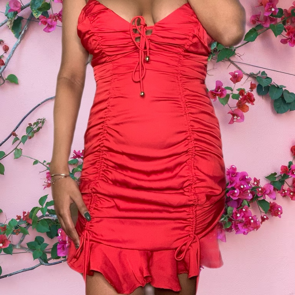 Red Satin Mini Dress